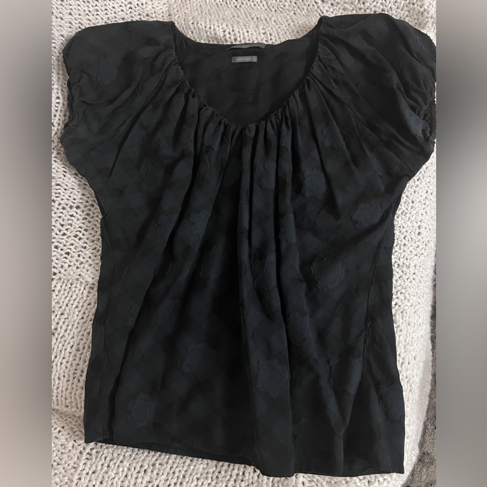 Alexander McQueen Black Gathered Scoop-Neck Blouse